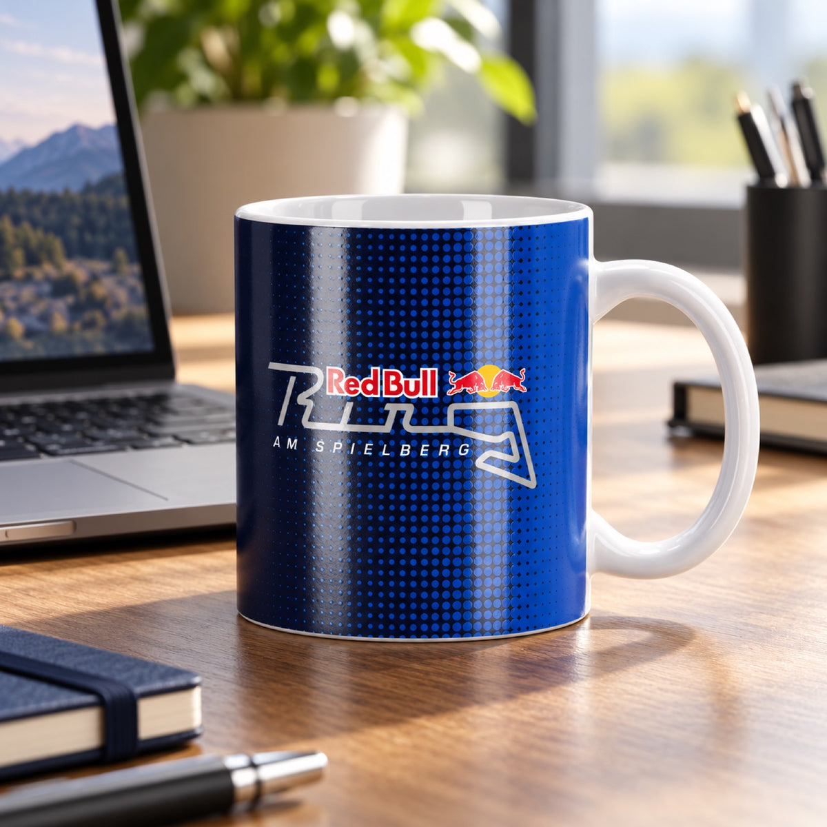 Red Bull Ring Keramiktasse – Blau – Illustrationsfoto (KI)