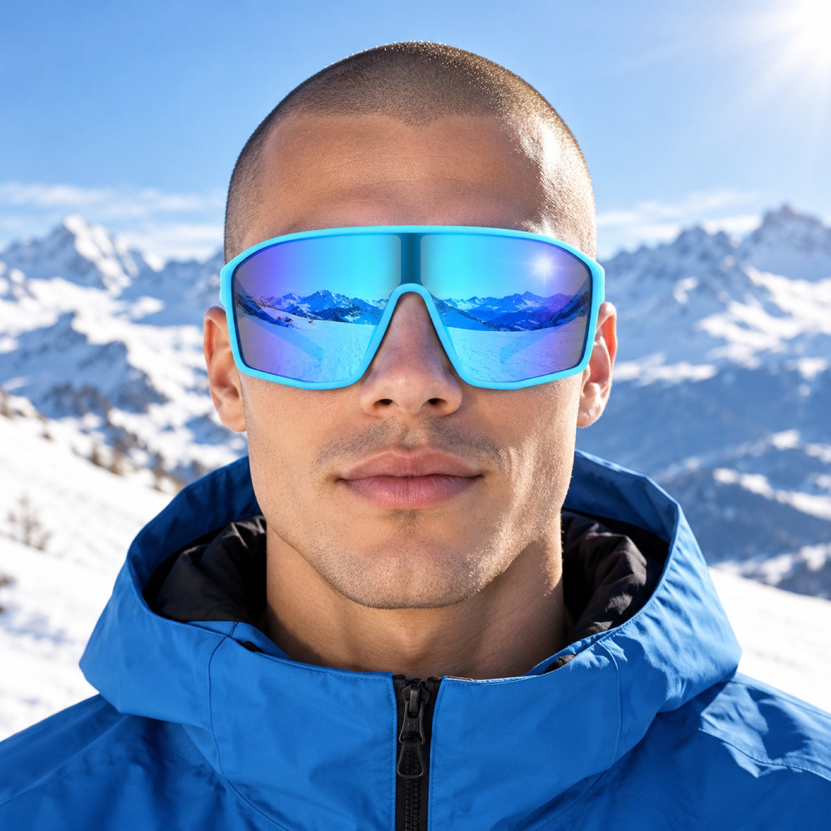 Red Bull Spect DAFT Sunglasses – Light Blue with Blue Lenses – illustrative photo (AI)
