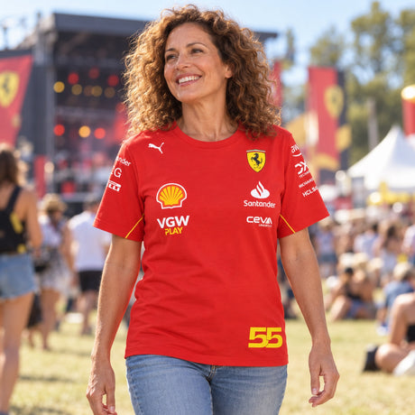 Carlos Sainz Scuderia Ferrari F1 Team T-Shirt – Red – illustrative photo (AI)