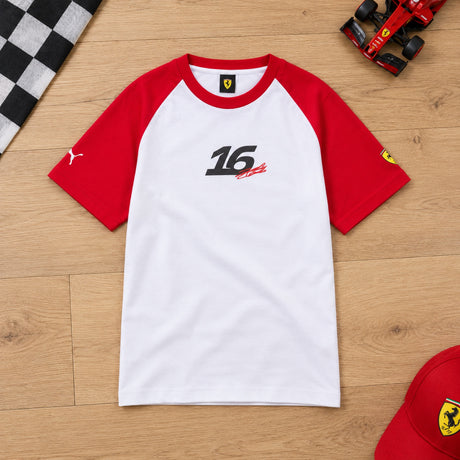Charles Leclerc Scuderia Ferrari F1 x Puma Kinder-T-Shirt – Fan Edition – 140 cm – Illustrationsfoto (KI)