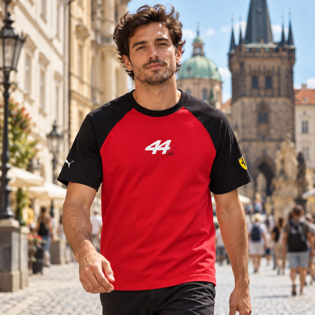 Lewis Hamilton Scuderia Ferrari F1 x Puma T-Shirt – Fan Edition – illustrative photo (AI)