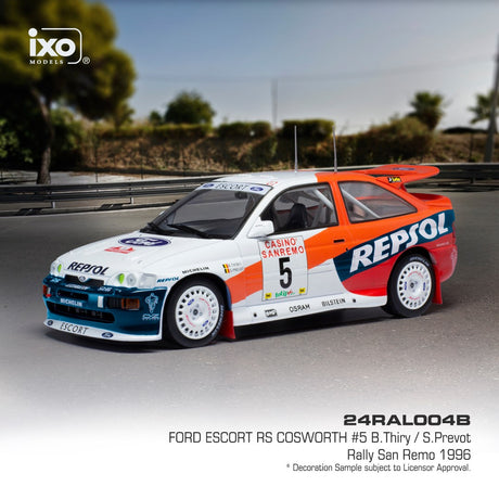 Modell IXO Ford Escort RS Rallye San Remo 1996 im Maßstab 1:24