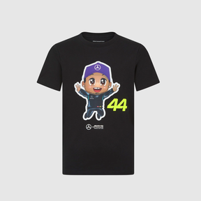 Kinder-T-Shirt Lewis Hamilton – Mercedes AMG F1 schwarz – 152 CM