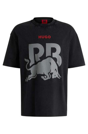 HUGO – Racing Bulls Freizeit-T-Shirt schwarz