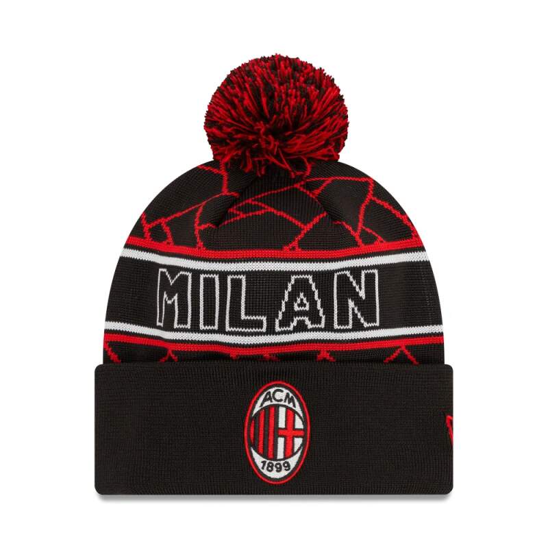AC Milan vintage winter beanie black with pompom