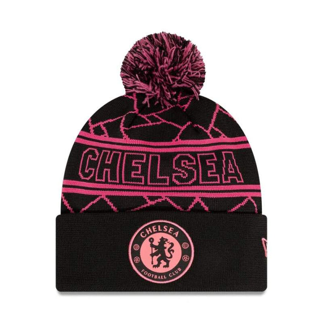 Chelsea Vintage-Wintermütze schwarz mit Bommel