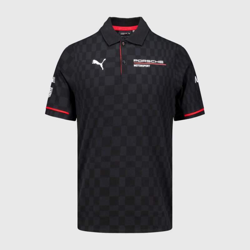 Porsche Motorsport Team-Poloshirt mit Sponsorenlogos