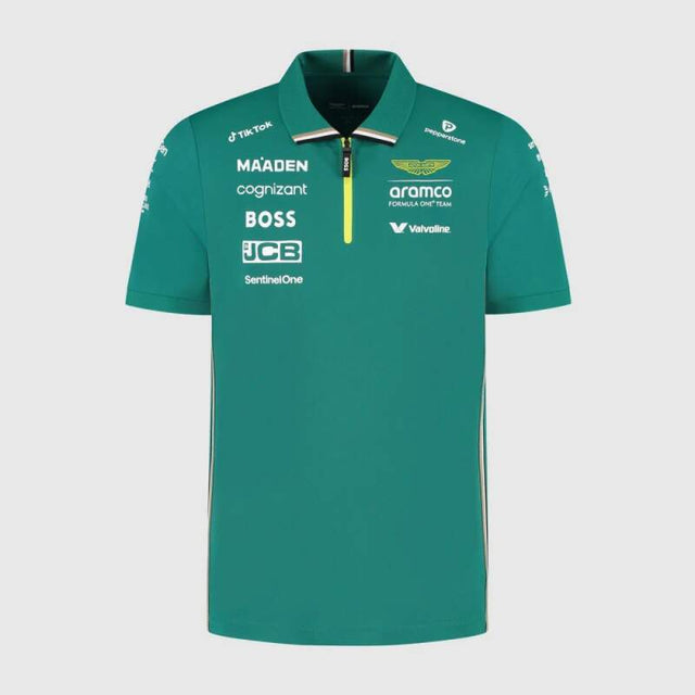 Aston Martin F1 Team Team-Poloshirt mit Sponsorenlogos