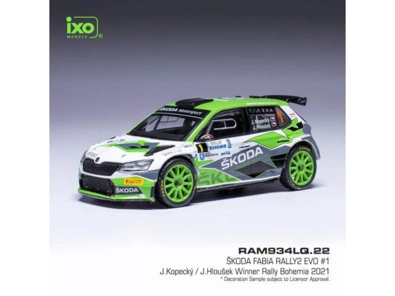Modell IXO Škoda Fabia Rally2 EVO – Rallye Bohemia 2021 #1 Kopecký