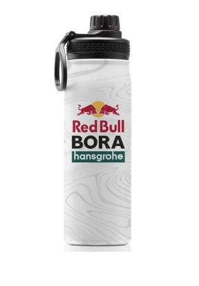 Red Bull Bora Hansgrohe metal water bottle with logo