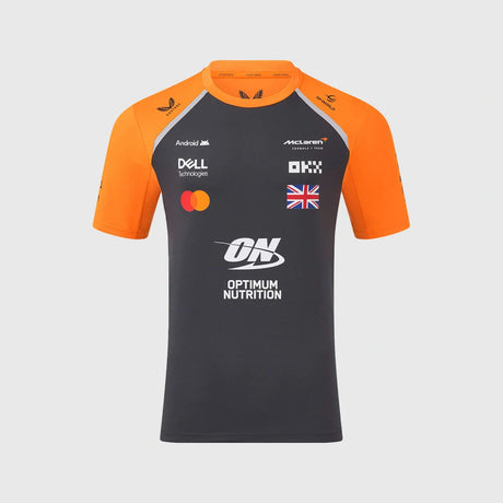 McLaren F1 Lando Norris Team-T-Shirt mit Sponsorenlogos – Dunkelgrau