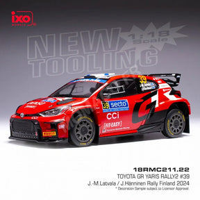 Ixo Toyota GR Yaris Rally2 #39 Latvala Modell im Maßstab 1:18 – Rally Finland 2024