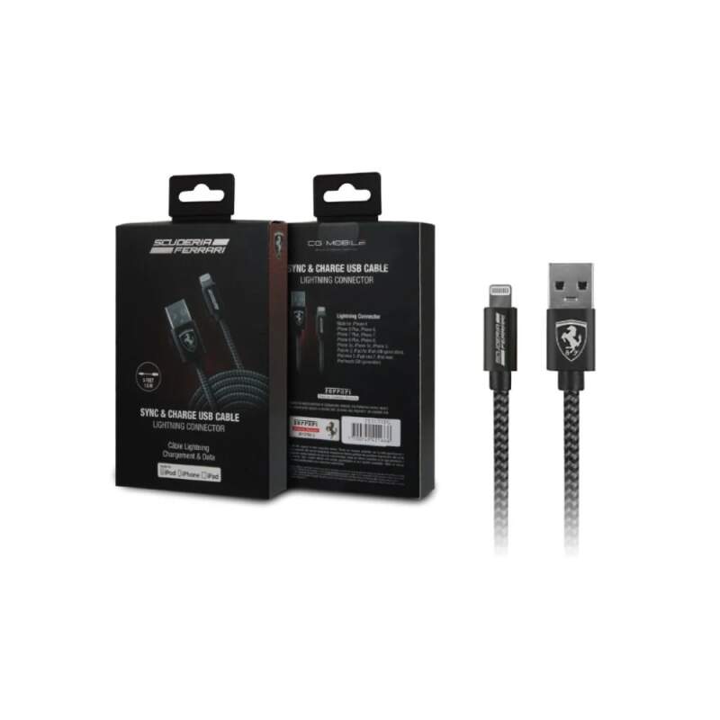 Scuderia Ferrari charging cable for iPhone - Lightning, black
