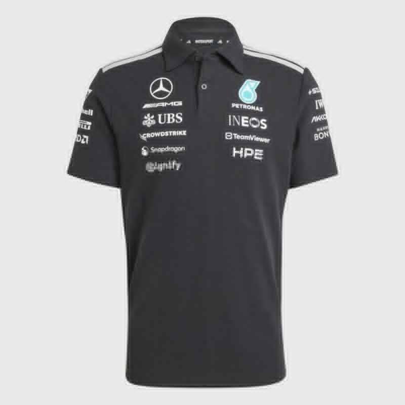 Adidas Mercedes AMG Petronas F1 Poloshirt schwarz mit Sponsorenlogos - Team Edition