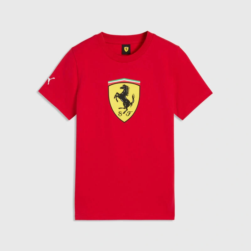 Scuderia Ferrari Kinder-T-Shirt mit großem Wappen – Rot