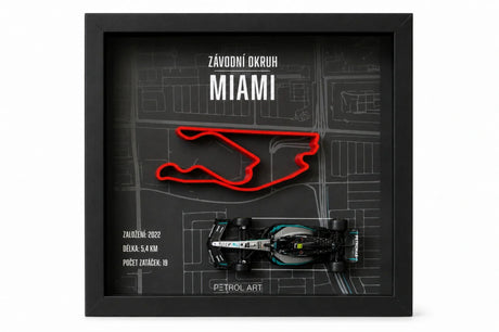 PETROL ART 3D-Rahmen Miami mit Mercedes Kimi Antonelli Modell im Maßstab 1:43 – Miami GP 2025