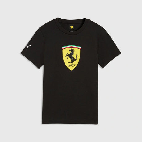 Scuderia Ferrari F1 x Puma Kinder-T-Shirt mit großem Wappen – Schwarz