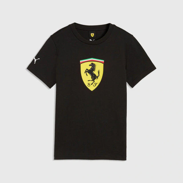 Scuderia Ferrari F1 x Puma Kids' T-Shirt with Large Shield – Black