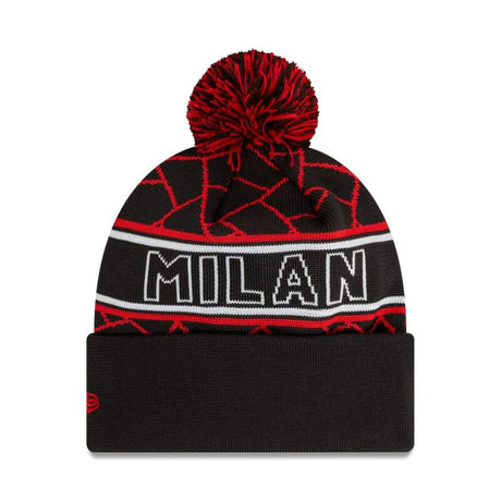 AC Milan Vintage-Wintermütze schwarz mit Bommel