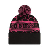 Chelsea Vintage-Wintermütze schwarz mit Bommel