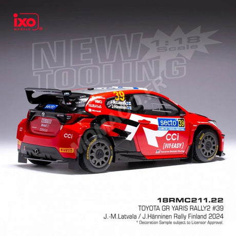 Ixo Toyota GR Yaris Rally2 #39 Latvala Modell im Maßstab 1:18 – Rally Finland 2024