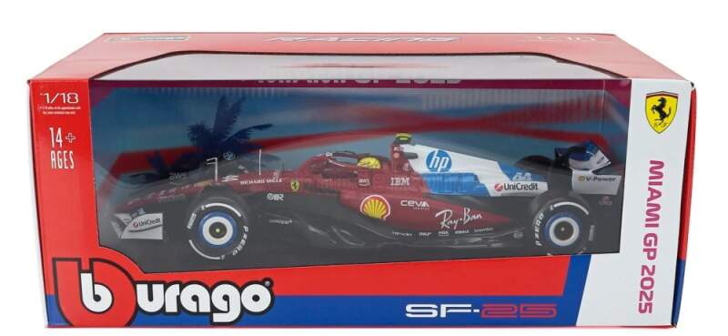 Modell Scuderia Ferrari SF-25 BBurago #44 Lewis Hamilton Miami GP