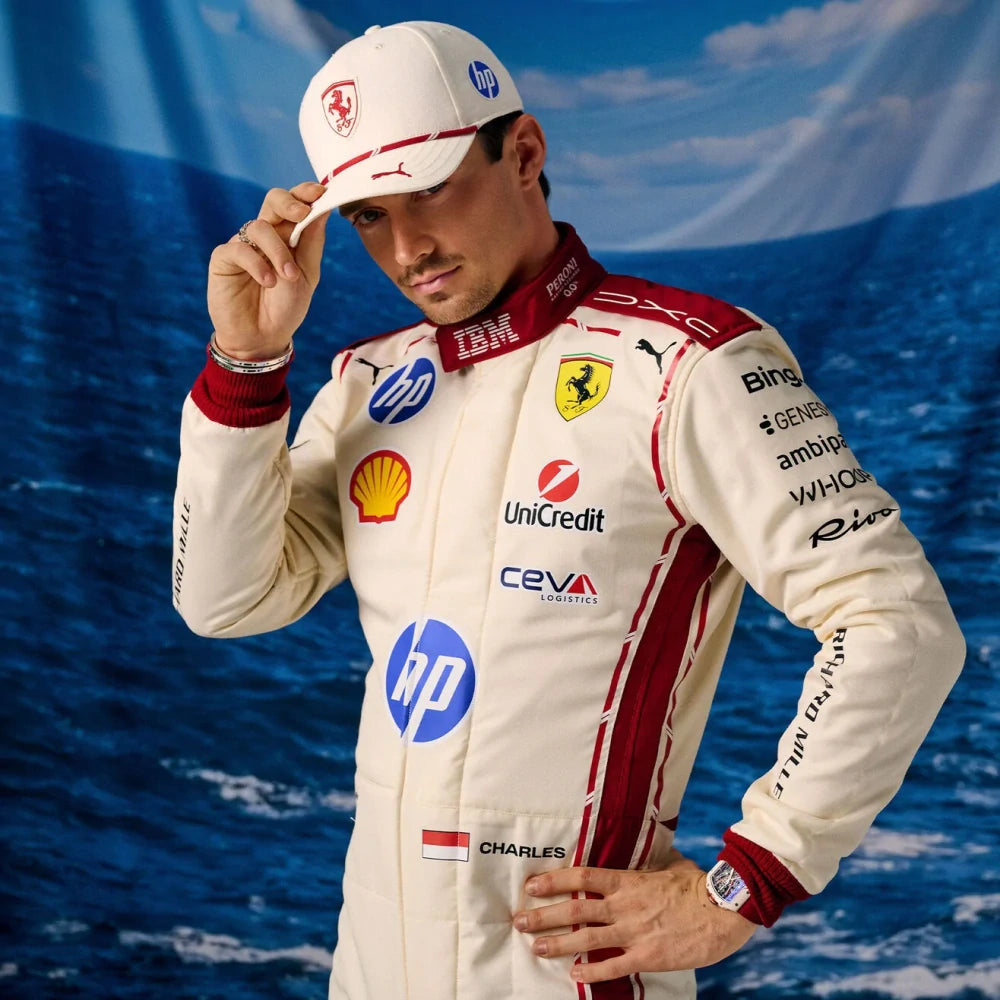 Scuderia Ferrari Charles Leclerc Cap – Monaco GP 2026, Cream