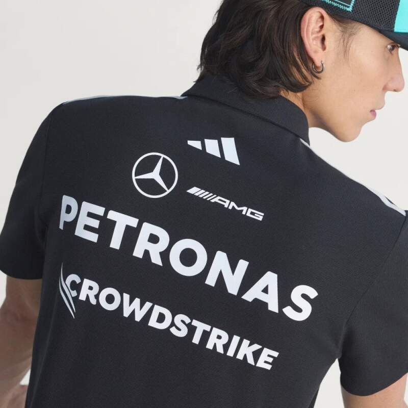 Adidas Mercedes AMG Petronas F1 Poloshirt schwarz mit Sponsorenlogos - Team Edition