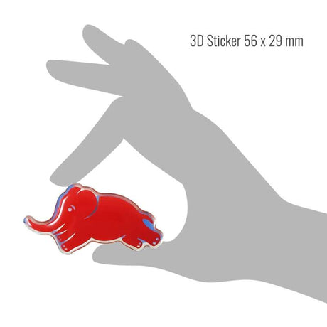 Lancia 3D-Aufkleber Elefant rot