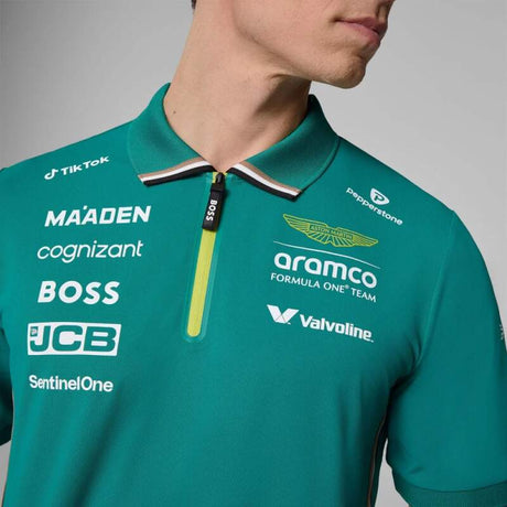 Aston Martin F1 Team Team-Poloshirt mit Sponsorenlogos
