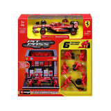 Modell Bburago Scuderia Ferrari F1 1:43 Charles Leclerc mit Boxenmodell
